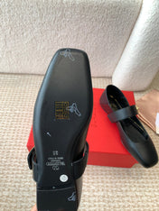 VLOGO LOCKER MARY-JANE BALLERINA IN BLACK CALFSKIN