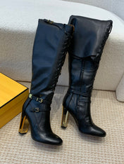 FE FEEL SANDALS IN BROWN AND BLACK FABRIC