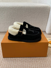 COLORADO COMFORT MARY JANE IN BLACK SUEDE AND SHEARLING LINING