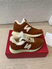 VIV' RUN SNEAKER IN BROWN SUEDE AND SHEARLING