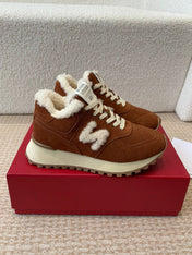 VIV' RUN SNEAKER IN BROWN SUEDE AND SHEARLING