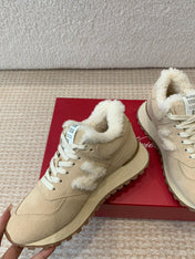VIV' RUN SNEAKER IN LIGHT BROWN SUEDE AND SHEARLING