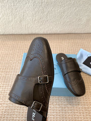 DOUBLE MONK MULES IN WALNUT BROWN CALFSKIN