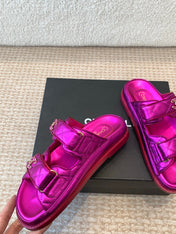 DAD SANDAL IN MAGENTA PURPLE SHEEPSKIN MULE