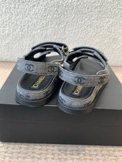 DAD SANDAL IN BLACK DENIM FABRIC