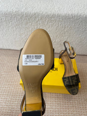 FF FIRST HIGH-HEEL 70MM IN KHAKI FABRIC AND CALFSKIN
