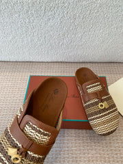 BUBBLE IN MULTICOLOR RAFFIA MIX BROWN LAMBSKIN GOLD HARDWARE