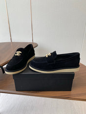 CC LOAFERS IN BLACK SUEDE GOLD HARDWARE