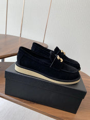 CC LOAFERS IN BLACK SUEDE GOLD HARDWARE