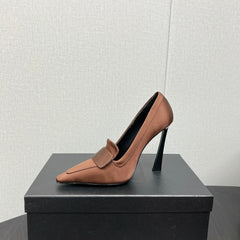 D'ORSAY PUMPS IN TOFFEE BROWN SILK