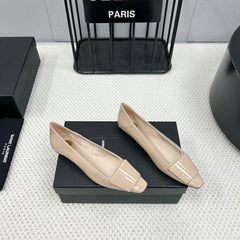 POPPY BALLET FLATS IN BEIGE GLOSSY LAMBSKIN