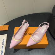 LV HIGH SLINGBACK 25S 55MM IN LIGHT PINK DENIM