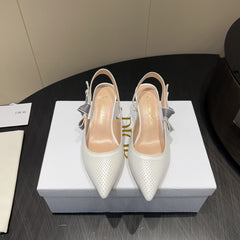 DIOR HIGH SLINGBACK 25S 50 MM IN WHITE CALFSKIN