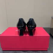 ROGER VIVIER 25S BELLE VIVIER PUMPS 45MM IN BLACK CALFSKIN GOLD BUCKLE