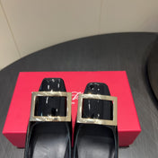 ROGER VIVIER 25S BELLE VIVIER PUMPS 45MM IN BLACK CALFSKIN GOLD BUCKLE