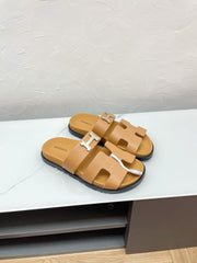 CHYPRE SANDAL COPPER LAMBSKIN WITH H BUCKLE