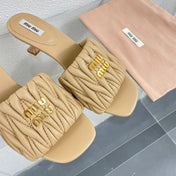 WOMEN'S MID - HEEL APRICOT COLOR LEATHER