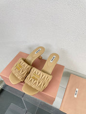 WOMEN'S MID - HEEL APRICOT COLOR LEATHER