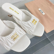 Women's Mid - Heel White Leather Stylized