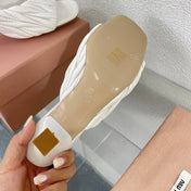 Women's Mid - Heel White Leather Stylized