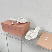 Women's Mid - Heel White Leather Stylized