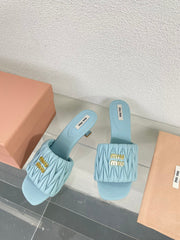 Women's Mid - Heel Baby Blue Leather