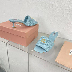 Women's Mid - Heel Baby Blue Leather