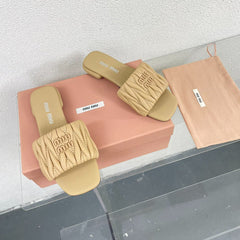 Women's Apricot Leather Slippers
