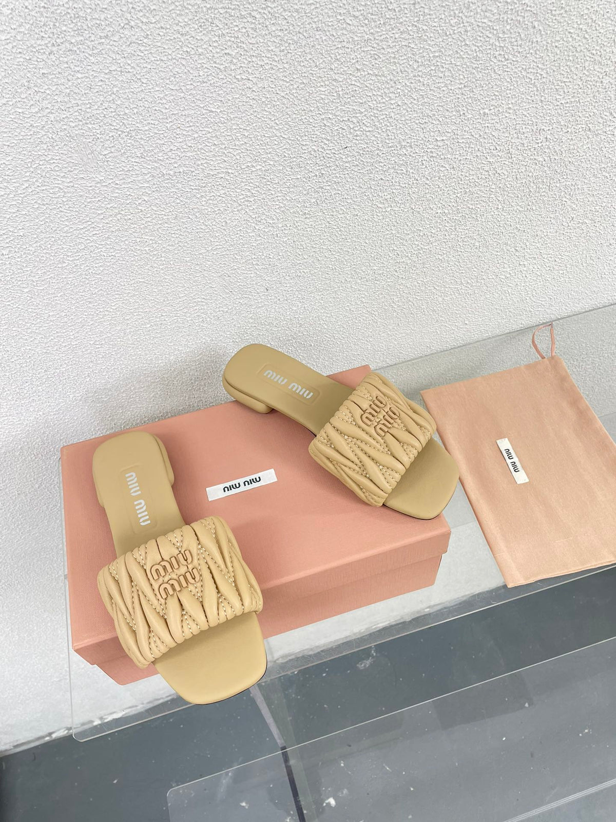 Women's Apricot Leather Slippers