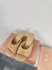 Women's Mid - Heel Apricot Leather Stylized