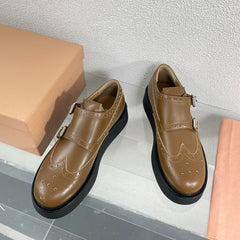 Baroque Thick-Soled Oxford Shoes Cider Calfskin