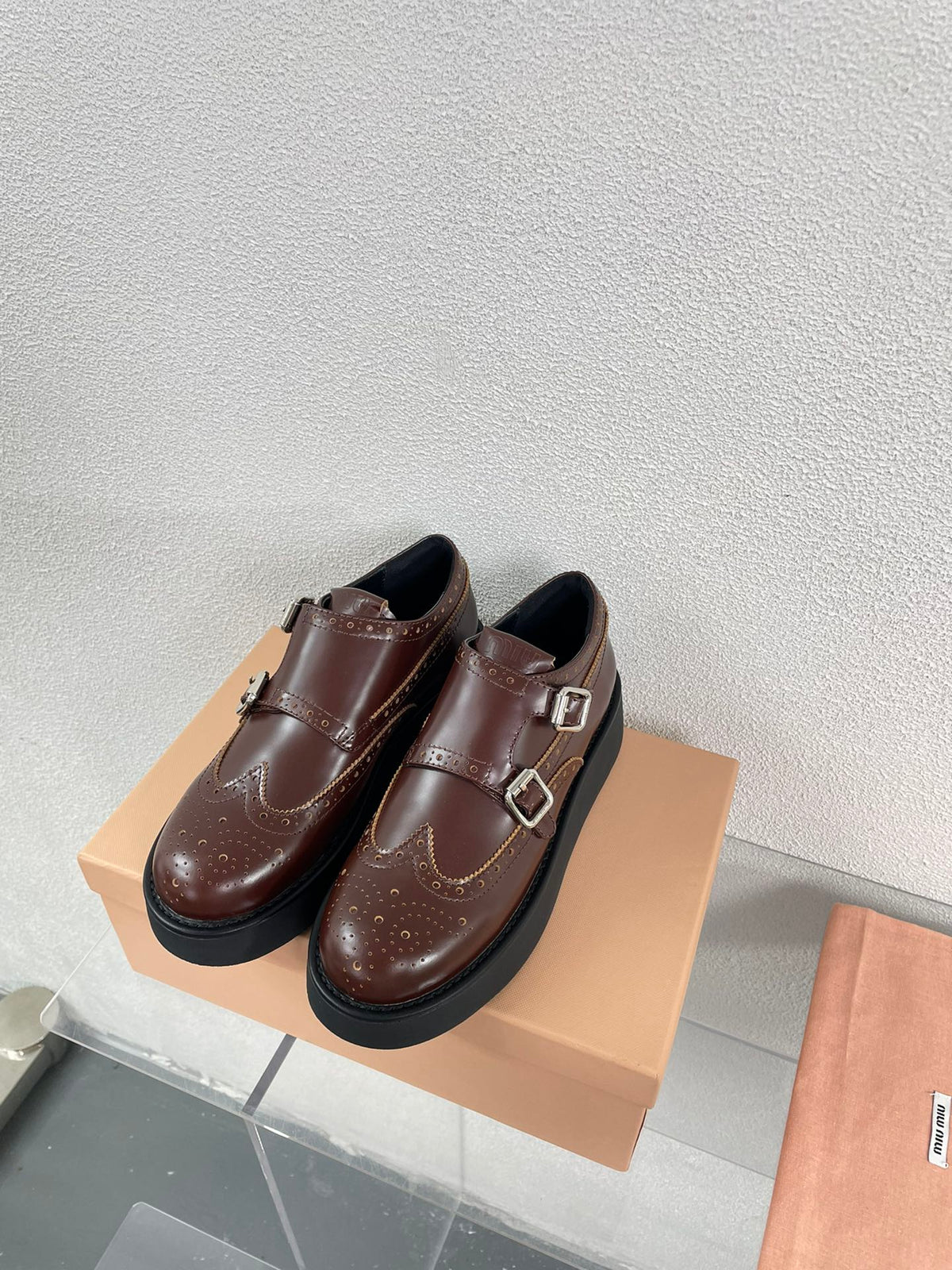 Baroque Thick-Soled Oxford Shoes Walnut Calfskin