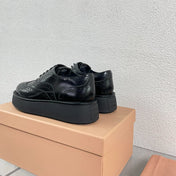 Baroque Thick-Soled Oxford Shoes With Laces Black Calfskin