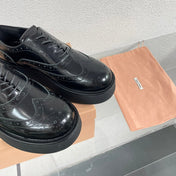 Baroque Thick-Soled Oxford Shoes With Laces Black Calfskin