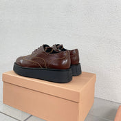 Baroque Thick-Soled Oxford Shoes With Laces Walnut Calfskin