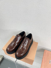 Baroque Thick-Soled Oxford Shoes With Laces Walnut Calfskin