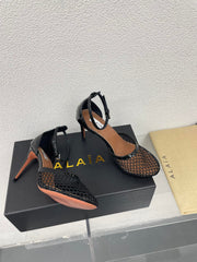 ALAIA HIGH FISHNET 9 CM PUMPS IN BLACK MESH