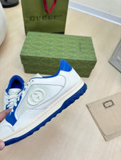 GG INTERLOCKING G SNEAKER BLUE WHITE CALFSKIN AND FABRIC