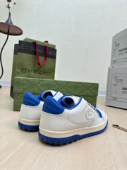 GG INTERLOCKING G SNEAKER BLUE WHITE CALFSKIN AND FABRIC