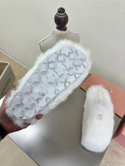WHITE RABBIT FUR MULES
