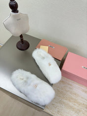 WHITE RABBIT FUR MULES