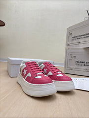 STAR PLATFORM SNEAKER IN WHITE MIX RED PINK CALFSKIN