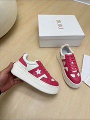 STAR PLATFORM SNEAKER IN WHITE MIX RED PINK CALFSKIN