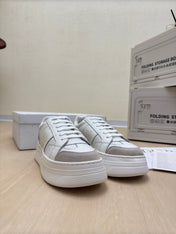 STAR PLATFORM SNEAKER IN WHITE CALFSKIN AND SUEDE