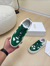 STAR PLATFORM SNEAKER IN WHITE MIX EMERALD GREEN CALFSKIN