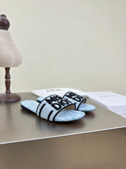 DWAY SLIDE EMBROIDERED COTTON AND POWDER BLUE MISS DIOR ALLOVER MOTIF