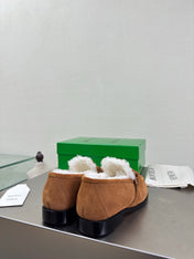 BOTTEGA VENETA 26S LOAFERS IN BROWN SUEDE AND WHITE WOOL