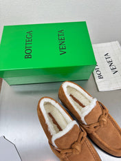 BOTTEGA VENETA 26S LOAFERS IN BROWN SUEDE AND WHITE WOOL