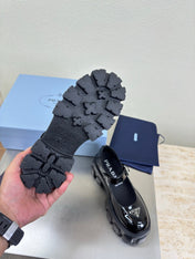 PRADA 25S PLATFORM MARY JANE SHOES IN BLACK GLOSSY CALFSKIN STYLE 2