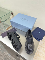 PRADA 25S PLATFORM MARY JANE SHOES IN BLACK CALFSKIN STYLE 1